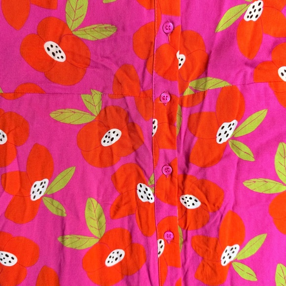 Compañia Fantastica Red Purple Floral Pattern Print Flared Midi Viscose Dress M - Picture 9 of 13